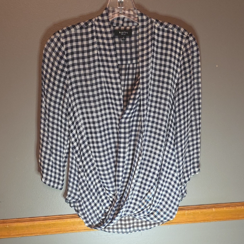 Babaton Black and White Gingham Blouse